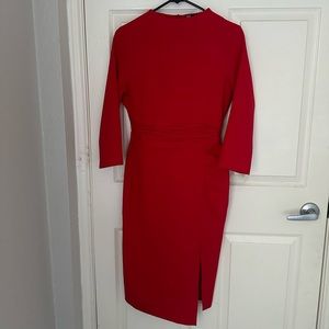 Zara red midi dress with sleeves
